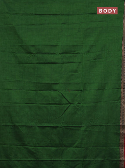 Narayanpet cotton saree green and red with plain body and thread woven border