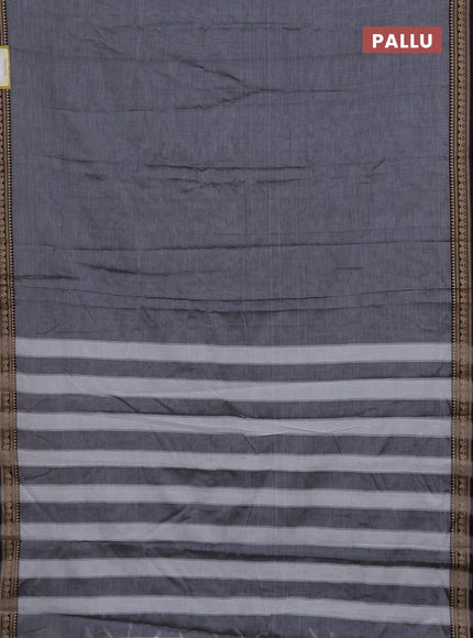 Narayanpet cotton saree grey and black with plain body and thread woven border