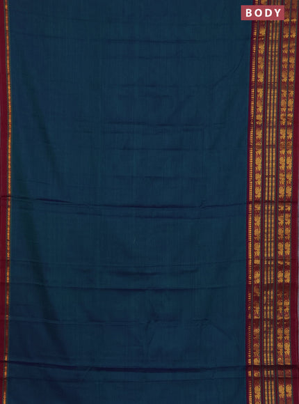 Narayanpet cotton saree dual shade of green and dual shade of purple with plain body and annam zari woven border