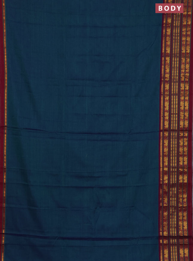 Narayanpet cotton saree dual shade of green and dual shade of purple with plain body and annam zari woven border