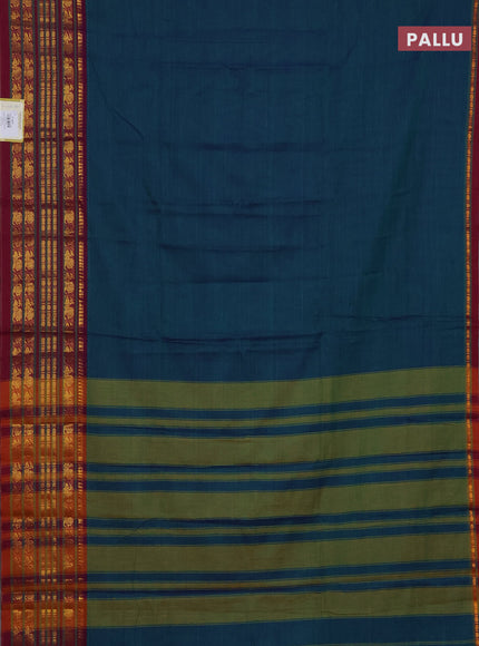 Narayanpet cotton saree dual shade of green and dual shade of purple with plain body and annam zari woven border