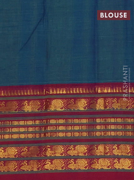 Narayanpet cotton saree dual shade of green and dual shade of purple with plain body and annam zari woven border