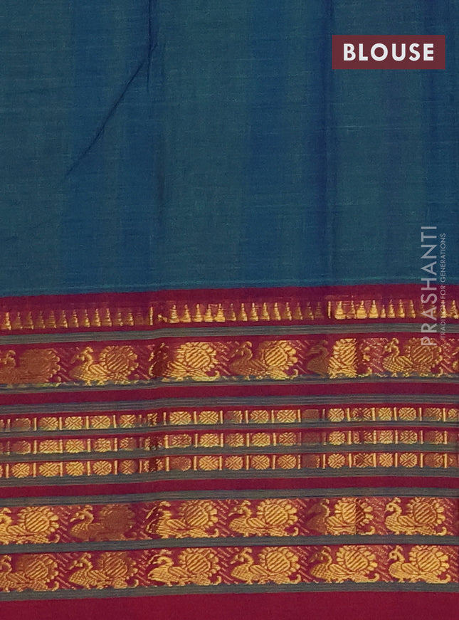 Narayanpet cotton saree dual shade of green and dual shade of purple with plain body and annam zari woven border