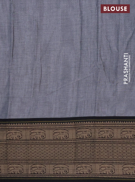 Narayanpet cotton saree grey and black with plain body and long thread woven border