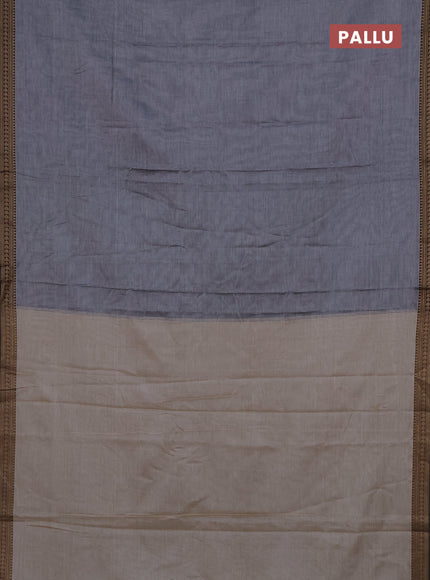 Narayanpet cotton saree grey and black with plain body and thread woven border