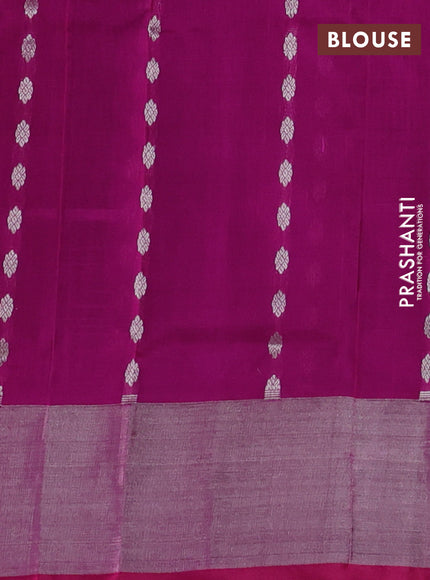 Pure uppada silk saree black and pink with allover silver zari woven buttas and zari woven border