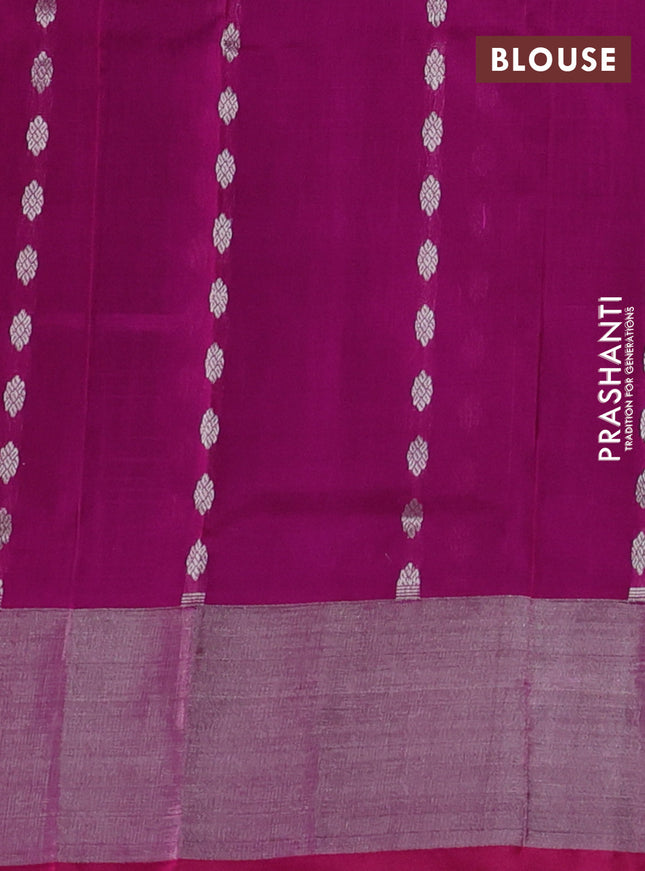 Pure uppada silk saree black and pink with allover silver zari woven buttas and zari woven border