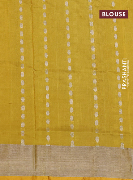 Pure uppada silk saree maroon and yellow with allover silver zari woven buttas and zari woven border