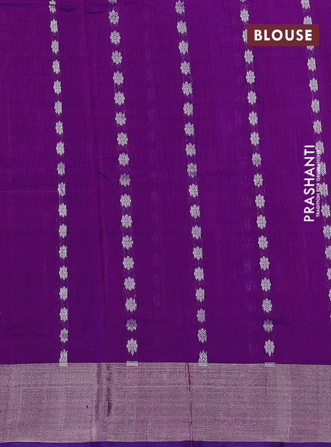 Pure uppada silk saree purple shade and blue with allover silver zari woven buttas and zari woven border