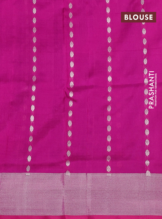 Pure uppada silk saree blue and pink with allover silver zari woven buttas and silver zari woven border