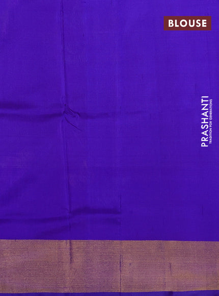 Pure uppada silk saree dual shade of pinkish green and purple with zari woven jamdhani design buttas and zari woven border