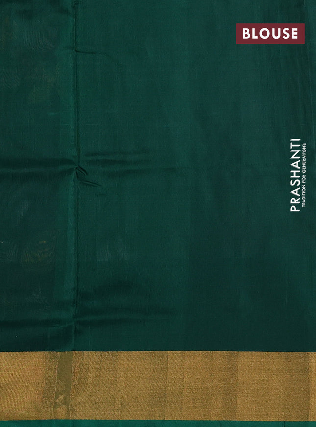 Pure uppada silk saree grey and green with zari woven jamdhani design buttas and zari woven border