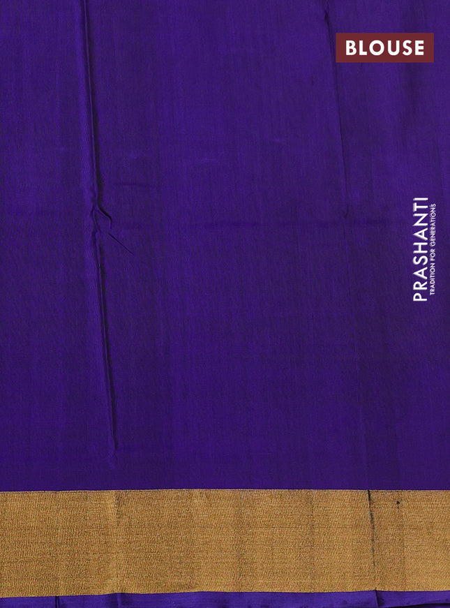 Pure uppada silk saree mehendi green and blue with zari woven jamdhani design buttas and zari woven border