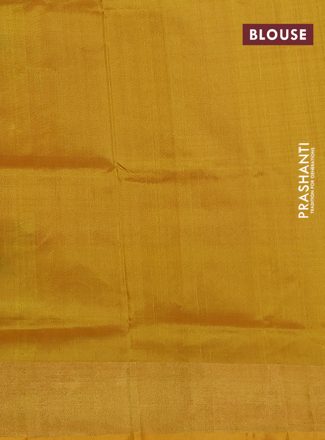 Pure uppada silk saree pink and dual shade of yellow with zari woven jamdhani design buttas and zari woven border