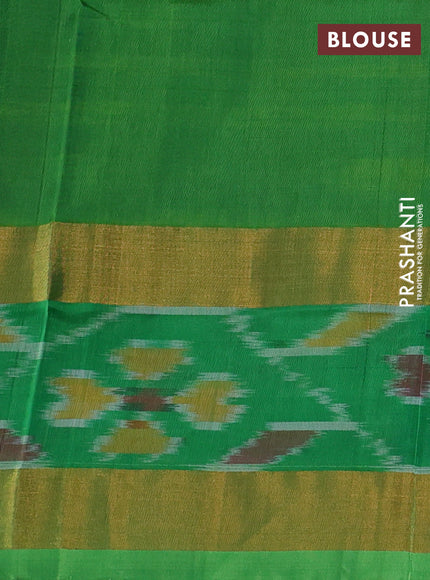 Pure uppada silk saree purple and light green with silver & gold zari woven buttas and zari woven ikat style border