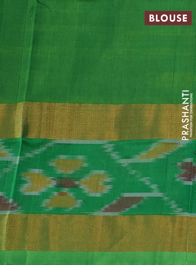 Pure uppada silk saree purple and light green with silver & gold zari woven buttas and zari woven ikat style border