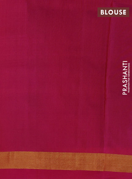 Pure uppada silk saree dual shade of green and dual shade of pink with silver & gold zari woven buttas and floral design zari woven butta border