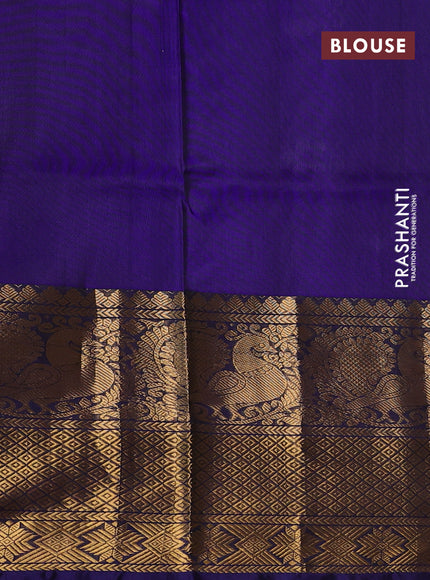 Pure uppada silk saree grey and dark blue with silver & gold zari woven buttas and long zari woven annam border