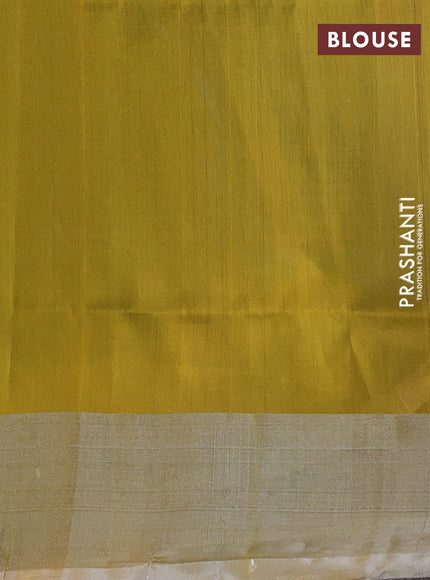 Pure uppada silk saree cs blue and yellow with silver zari woven coin buttas and silver zari woven border