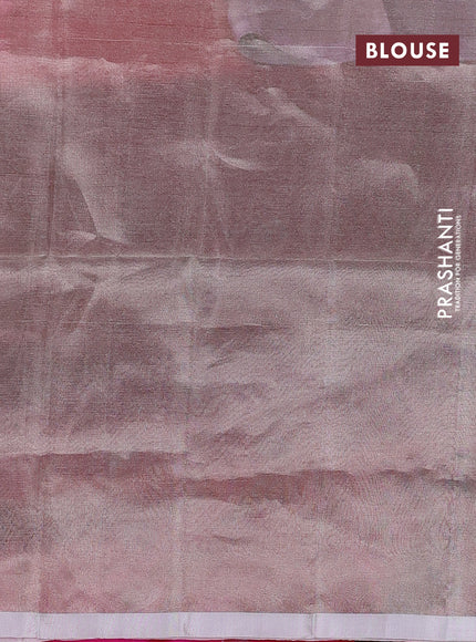 Pure uppada silk saree dual shade of pinkish orange with silver zari woven coin buttas and silver zari woven border