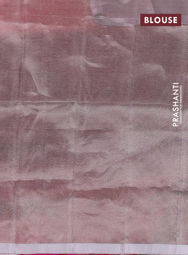 Pure uppada silk saree dual shade of pinkish orange with silver zari woven coin buttas and silver zari woven border