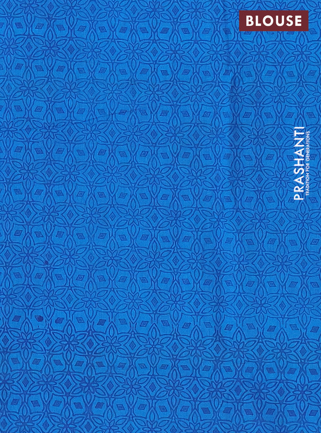 Chettinad cotton saree purple and cs blue with plain body and zari woven border