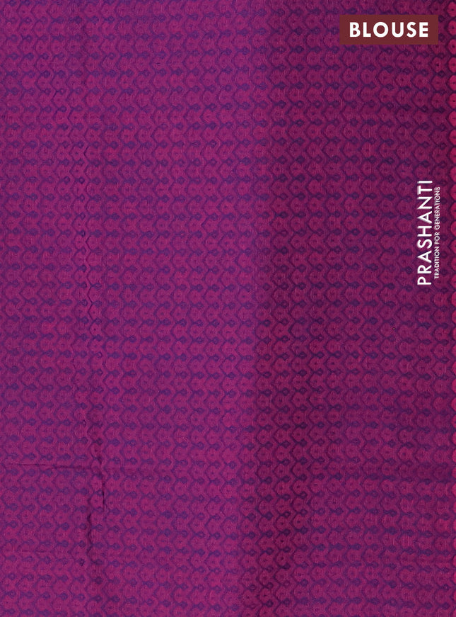 Chettinad cotton saree cs blue and drak pink with thread woven buttas and zari woven border