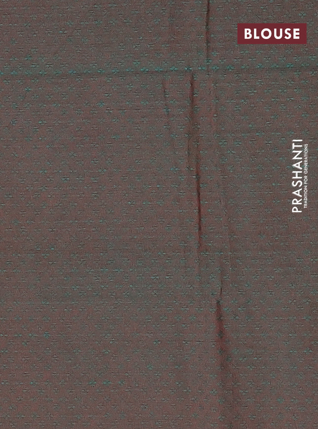 Chettinad cotton saree rustic orange and dual shade of green with thread woven buttas and thread woven border