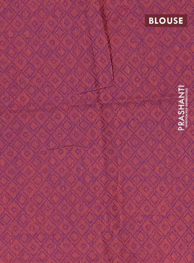Chettinad cotton saree cs blue and maroon with thread woven buttas and zari woven border
