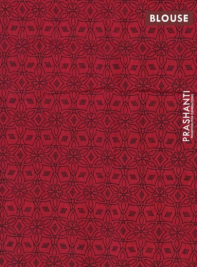 Chettinad cotton saree cs blue and maroon with thread woven buttas and zari woven border