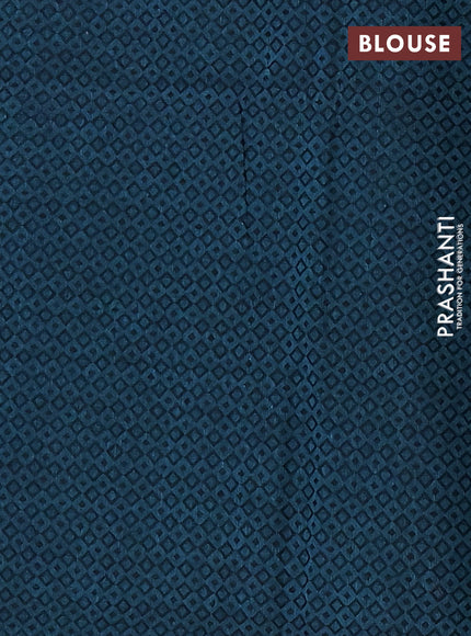 Chettinad cotton saree teal green with thread woven buttas and zari woven border