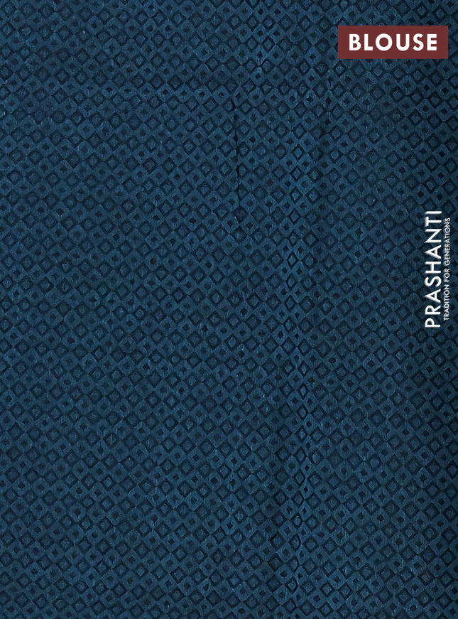 Chettinad cotton saree teal green with thread woven buttas and zari woven border