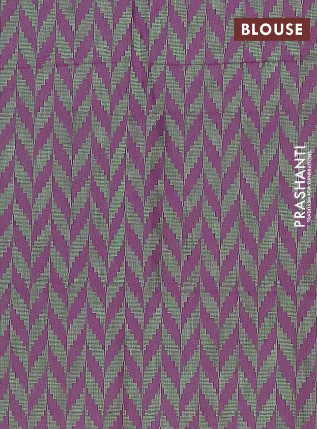 Chettinad cotton saree dark green and purple with plain body and zari woven border