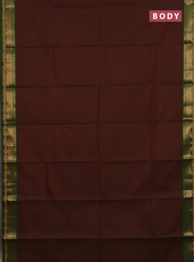 Chettinad cotton saree dual shade of manthulir green and green with plain body and zari woven border