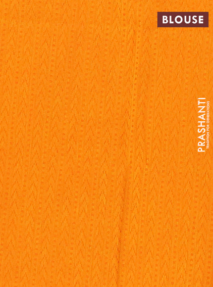 Chettinad cotton saree dual shade of brown and orange with plain body and temple design zari woven bordrer