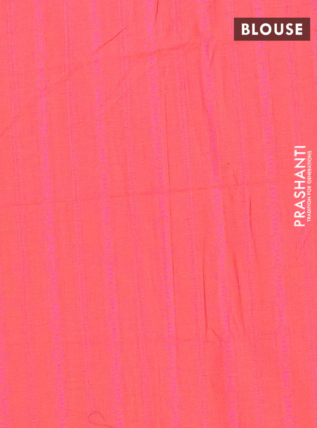 Chettinad cotton saree mango yellow and pink with thread woven buttas and thread woven border