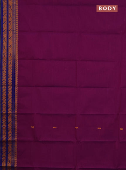 Chettinad cotton saree purple and blue with thread woven buttas and thread woven border