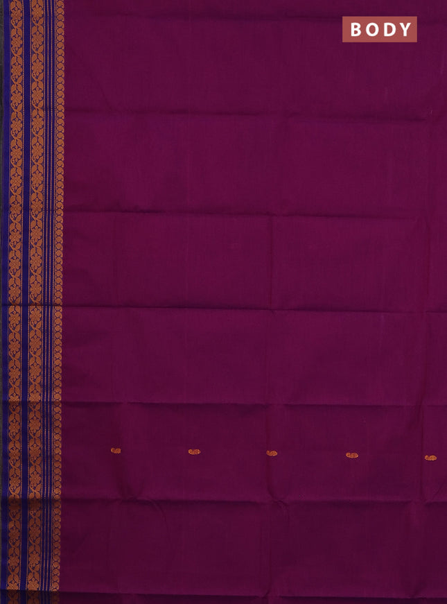 Chettinad cotton saree purple and blue with thread woven buttas and thread woven border