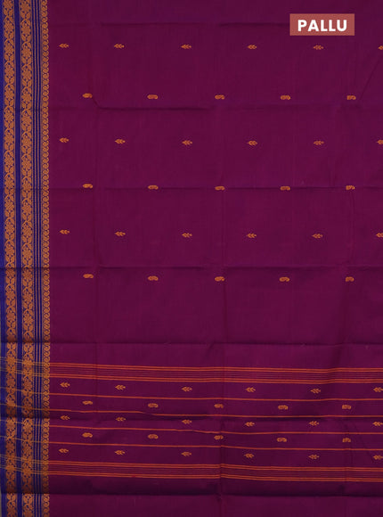 Chettinad cotton saree purple and blue with thread woven buttas and thread woven border