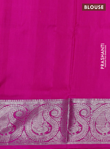 Venkatagiri silk saree dual shade of pinkish orange and pink with silver zari woven buttas and rich silver zari woven paisley border