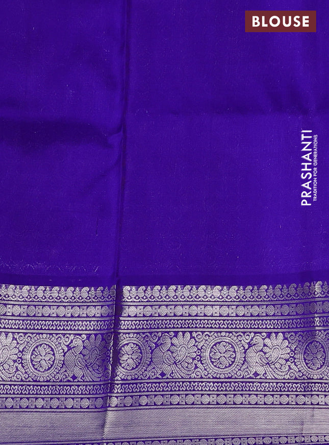 Venkatagiri silk saree red and blue with allover silver zari weaves & buttas and rich zari woven border