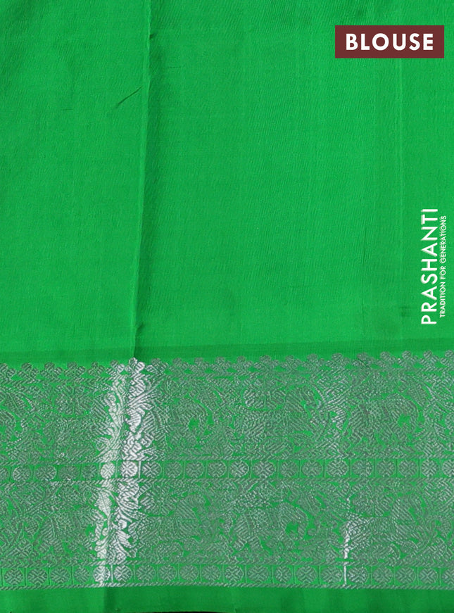 Venkatagiri silk saree purple and green with allover silver zari woven buttas and rich silver zari woven border