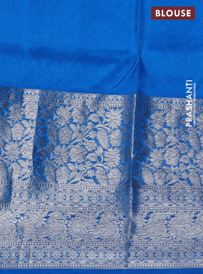 Venkatagiri silk saree light blue and cs blue with silver zari woven floral buttas and long silver zari woven border