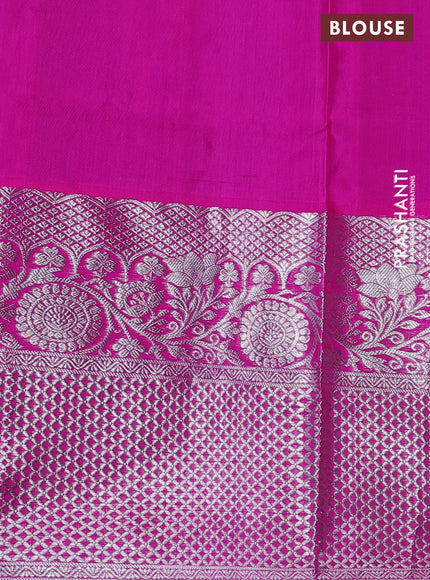 Venkatagiri silk saree purple and pink with allover silver zari weaves & buttas and long silver zari woven border