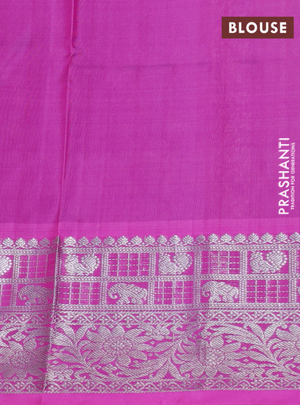 Venkatagiri silk saree blue and light pink with allover silver zari weaves and rich silver zari woven border