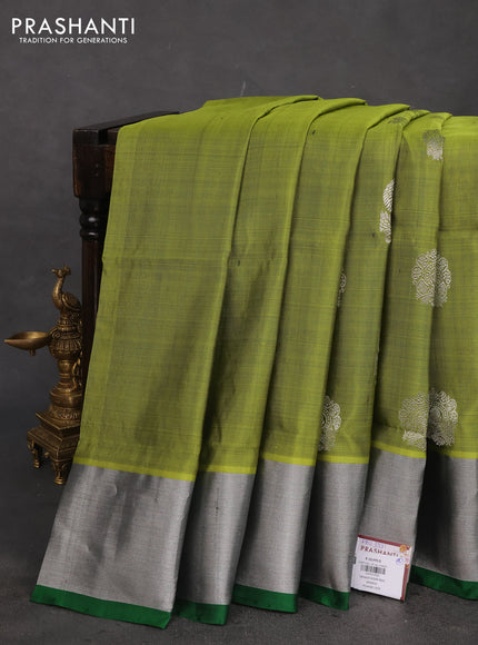 Venkatagiri silk saree light green and green with silver zari woven buttas and silver zari woven border
