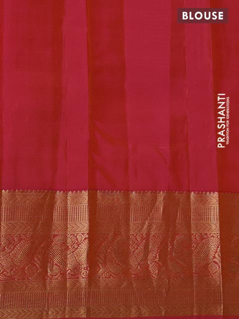 Kanchipuram silk saree mango yellow and dual shade of pink with zari woven buttas and zari woven border