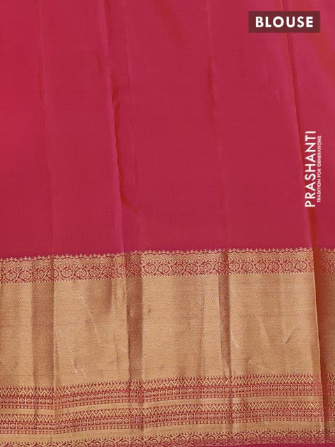 Kanchipuram silk saree mango yellow and pink with zari woven buttas and zari woven border