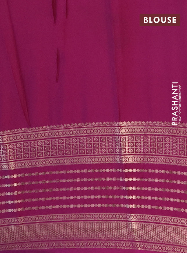 Semi mysore silk saree pastel blue and deep purple with floral butta prints and zari woven border