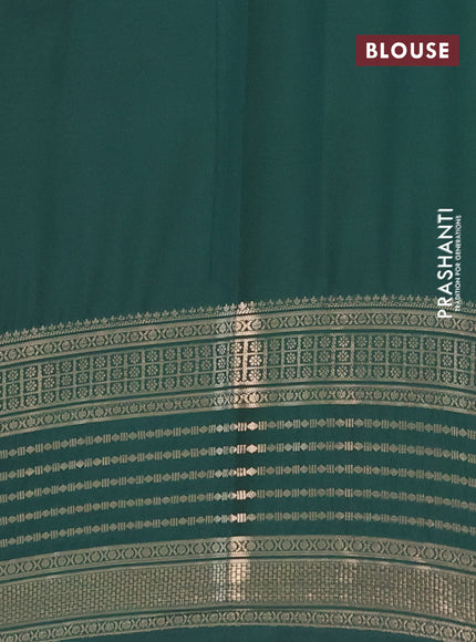 Semi mysore silk saree pista green and green with allover floral prints and zari woven border